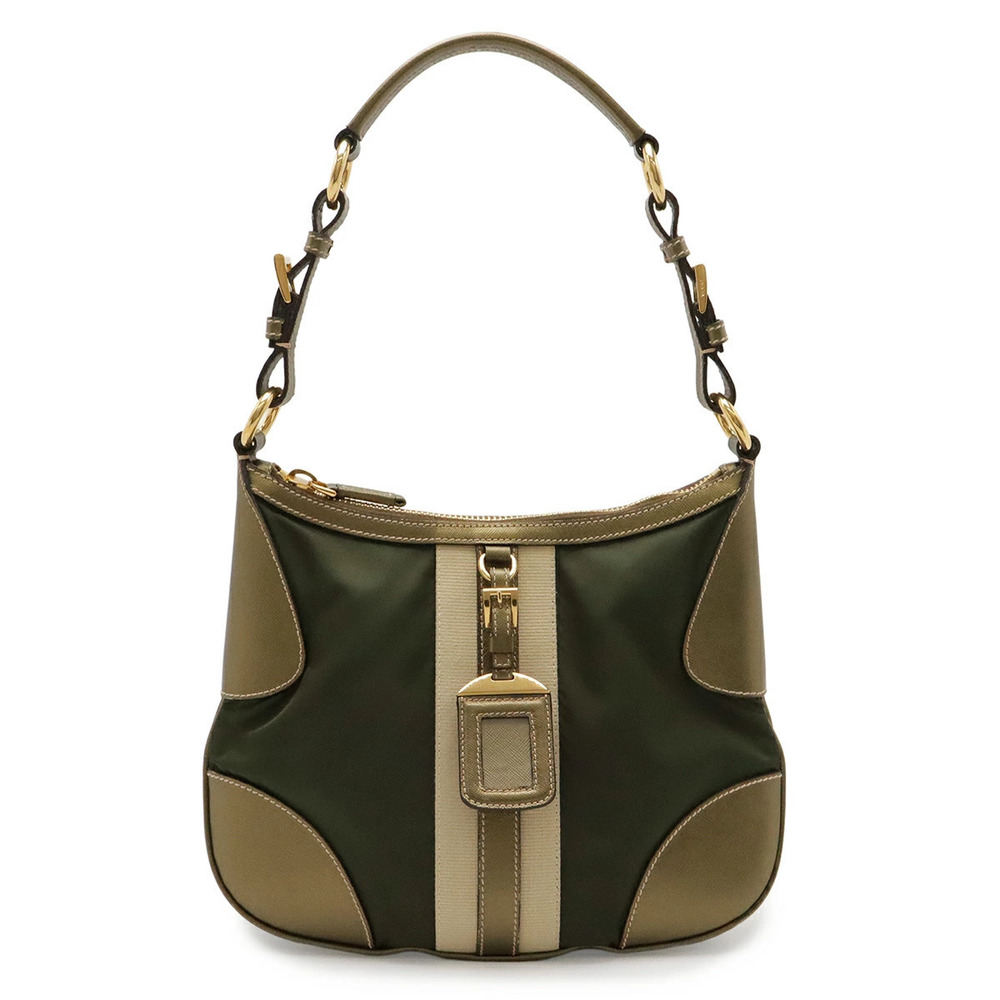 Prada Triangle Plate Shoulder Bag Hobo Green